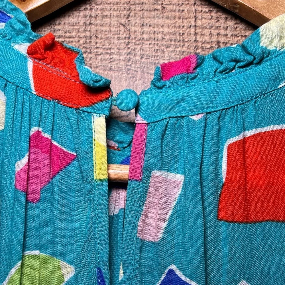 THML Teal Tiered Ruffle Geometric Printed Dress size XS - Picture 10 of 10